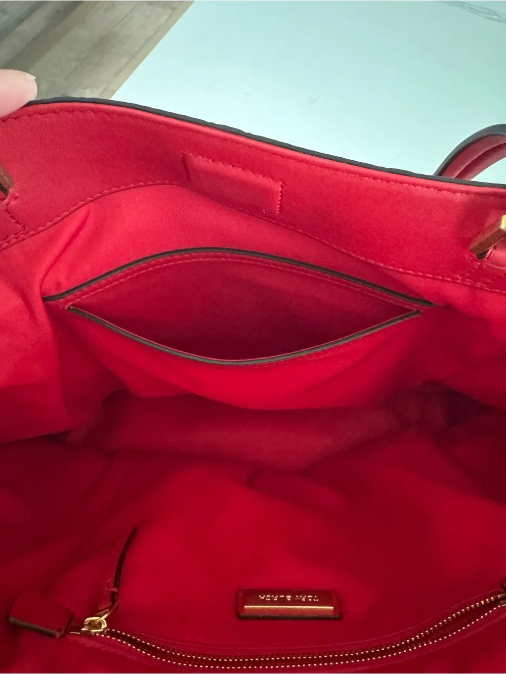 Tory Burch Georgia Slouchy Red Quilted Leather Tote with Gold Logo